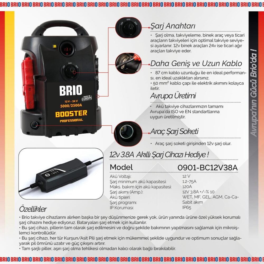 Brio Akü Takviye Cihazı 12X24V 5000A - Görsel 6