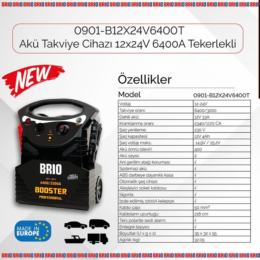 Brio Akü Takviye Cihazı 12X24V 6400A-Tekerlekli - Görsel 3