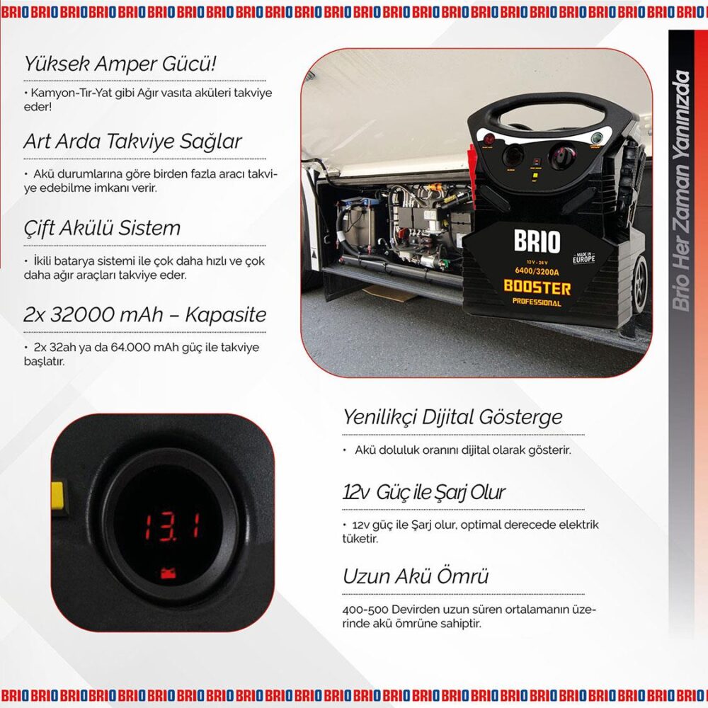 Brio Akü Takviye Cihazı 12X24V 6400A-Tekerlekli - Görsel 5