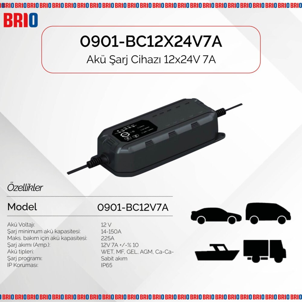 Brio Akü Şarj Cihazı 12X24V 7A - Görsel 2