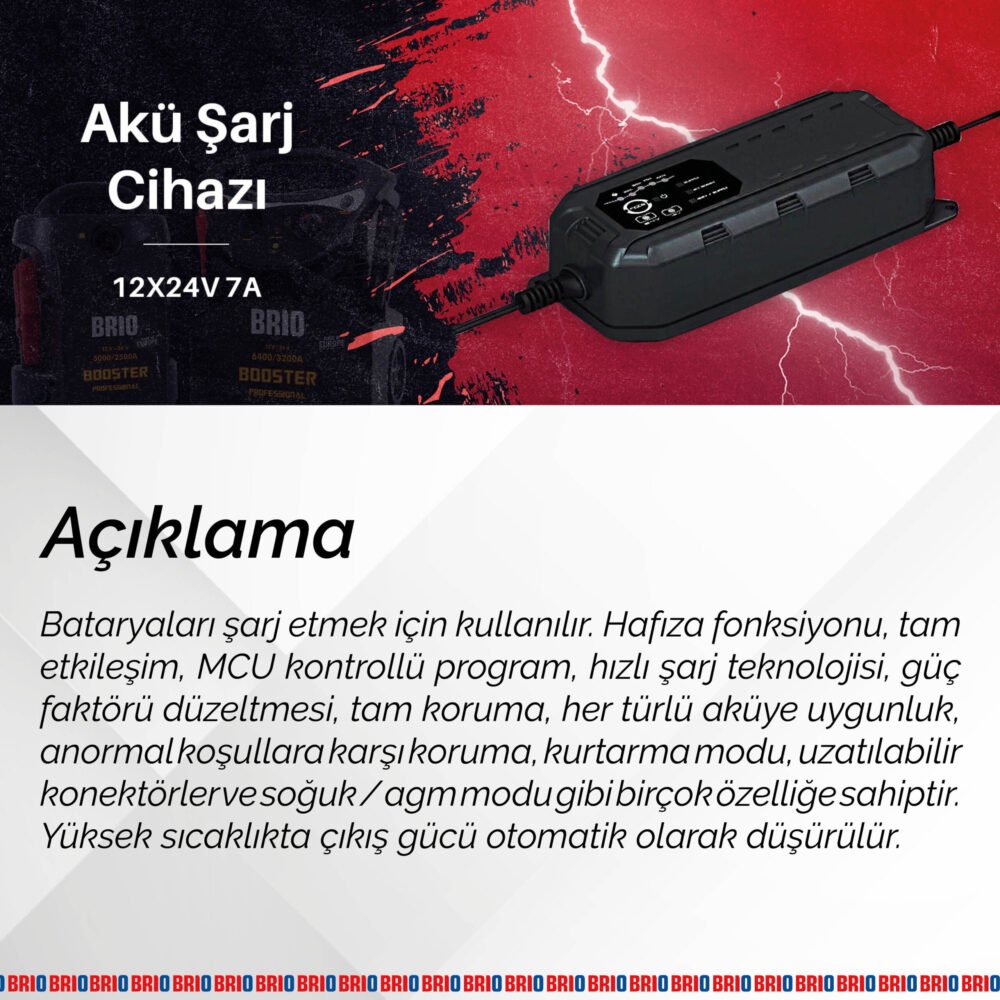 Brio Akü Şarj Cihazı 12X24V 7A - Görsel 3