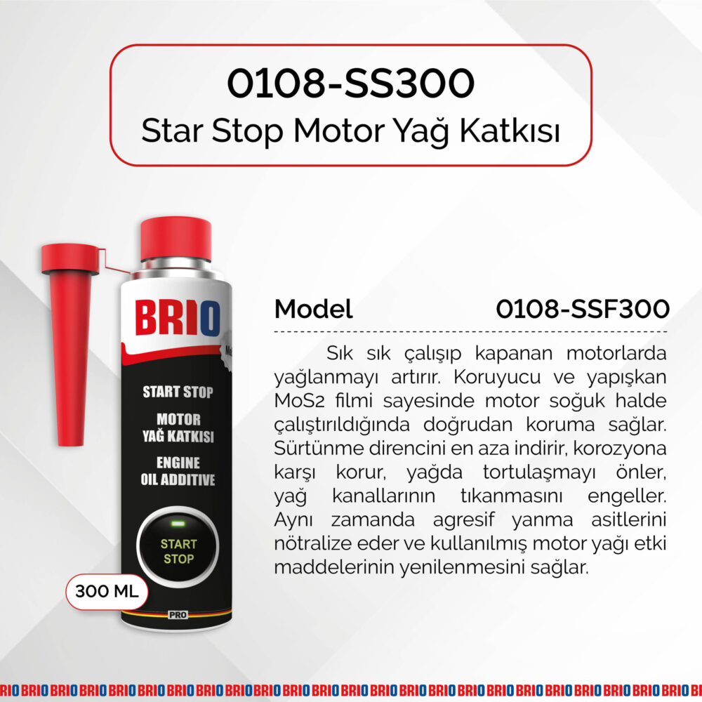 Brio Start Stop Motor Yağ Katkısı 300 Ml - Görsel 2