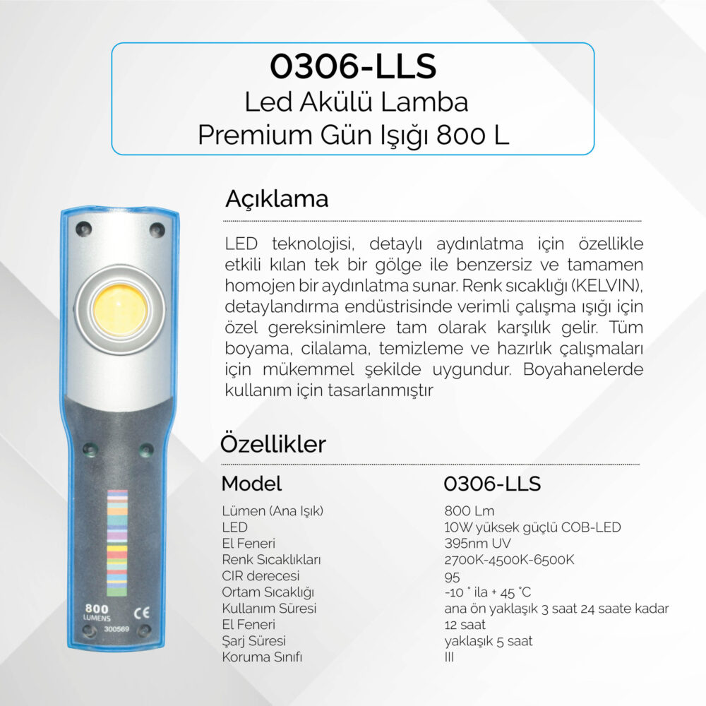 Led Akülü Lamba Premium Gün Işığı 800 Lm - Görsel 5