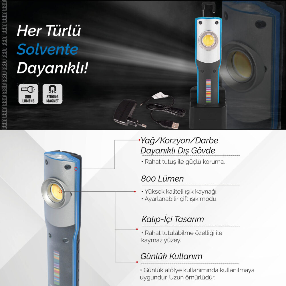 Led Akülü Lamba Premium Gün Işığı 800 Lm - Görsel 6