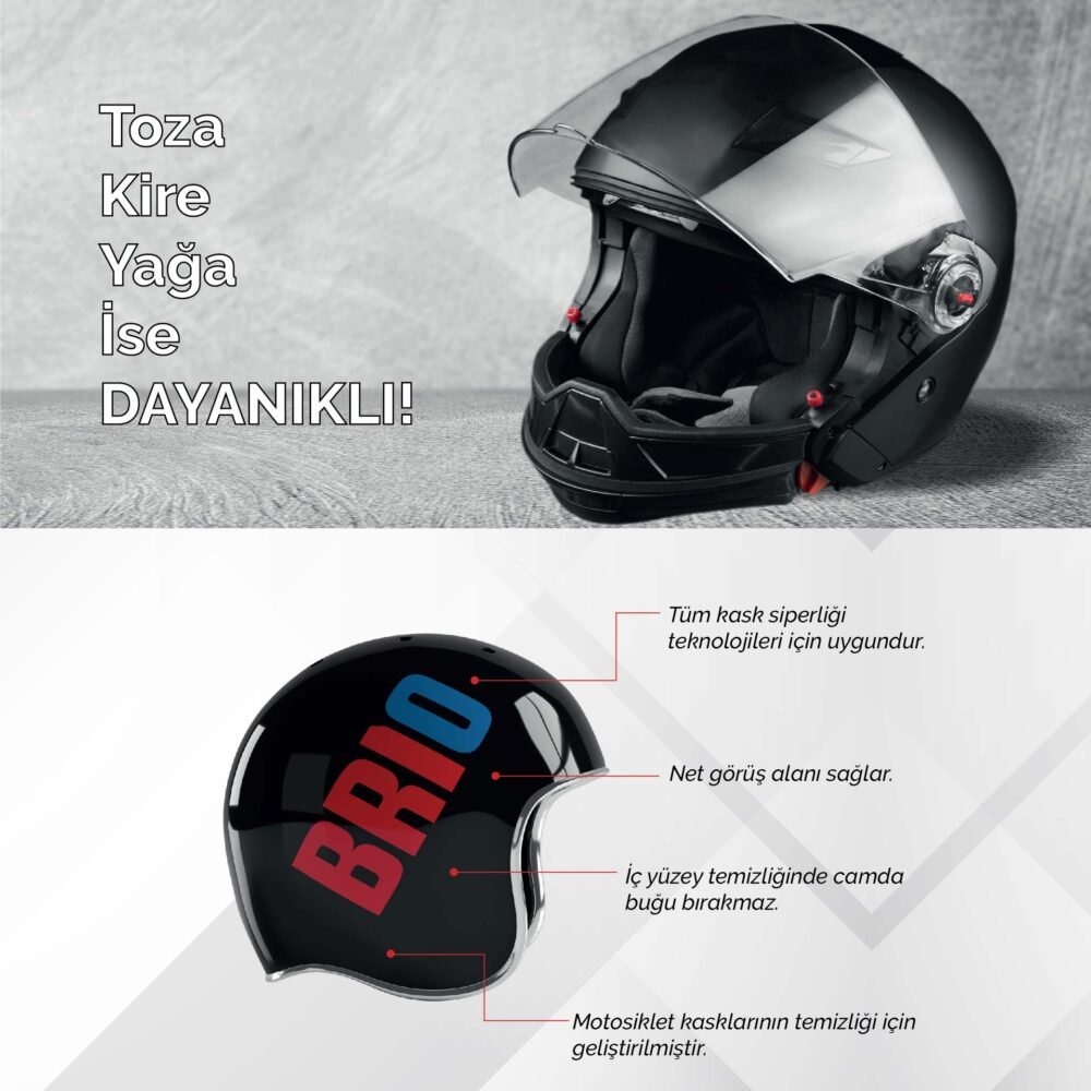 Brio Motosiklet Kask İçi, Kask Camı Temizleme Spreyi 200Ml 2'li Paket - Görsel 3