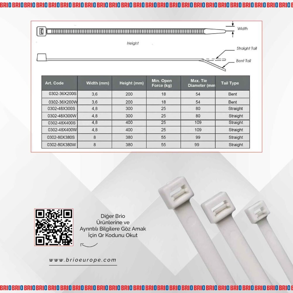 Brio Kablo Cırt Kelepçe Beyaz 48X300 Mm 100 Lük - Görsel 5