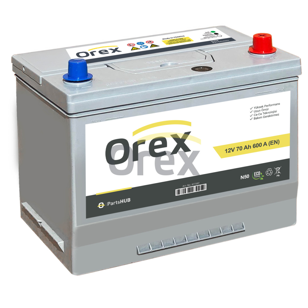 Orex Akü 70 Ah N50 600A (260×173×225) Tam Kapalı Asya