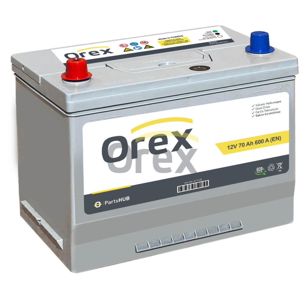 Orex Akü 70 Ah N50 600A (260×173×225) Tam Kapalı Asya Ters